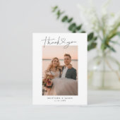 Eenvoudig script met Heart Wedding Dank u Foto Briefkaart (Staand voorkant)