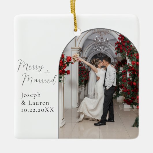 Eenvoudig script met kerstfeest keramisch ornament (Voorkant)