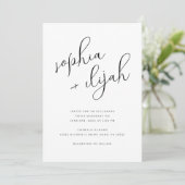 Eenvoudig script minimalistische foto bruiloft kaart (Staand voorkant)