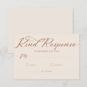 Eenvoudig script minimalistische klassieke bruilof RSVP kaartje (Voorkant / Achterkant)