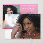Eenvoudig Script Modern 2 Foto Meisje Afstuderen Aankondiging (Voorkant / Achterkant)
