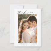 Eenvoudig script Modern met hart bruiloft foto Bedankkaart (Voorkant)