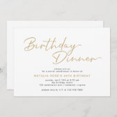 Eenvoudig Script Modern Wit & Goud Verjaardagsdine Kaart (Voorkant / Achterkant)