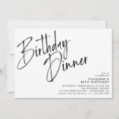 Eenvoudig Script Modern Zwart & Wit Verjaardagsdin Kaart (Voorkant)