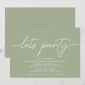 Eenvoudig script | Moderne minimale salie groene v Kaart (Voorkant / Achterkant)