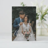 Eenvoudig Script Moderne trouwfoto Bedankkaart (Staand voorkant)