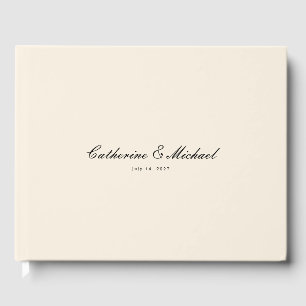 Eenvoudig script mooi crèmekleurig trouwgastenboek gastenboek