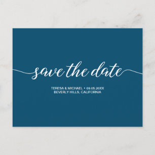 Eenvoudig script Navy Blue bruiloft Save the Date Briefkaart