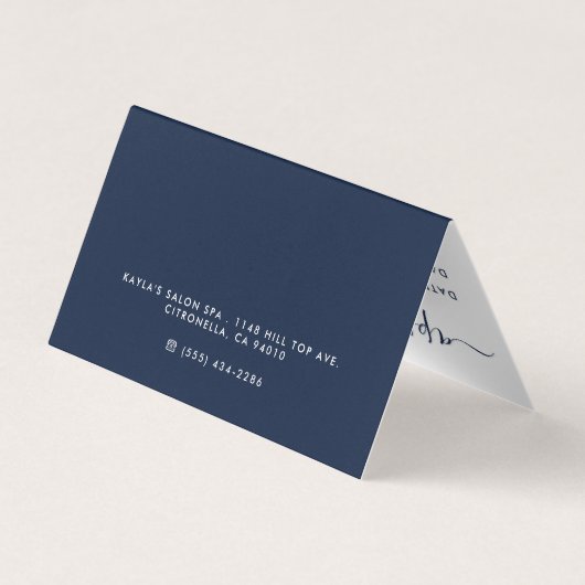 Eenvoudig script, Navy Blue & White Appointcard Visitekaartjes (Achterkant)
