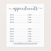 Eenvoudig script, Navy Blue & White Appointcard Visitekaartjes (Binnenkant ongevouwen)