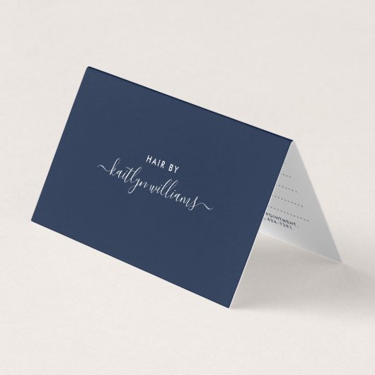 Eenvoudig script, Navy Blue & White Appointcard Visitekaartjes (Voorkant)