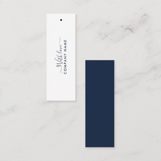 Eenvoudig script - Navy Blue & White Gift Labels (Voorkant / Achterkant)