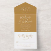 Eenvoudig script Ochre Wedding All In One Uitnodiging (Binnen)
