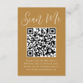 Eenvoudig script Oker QR-code Huwelijksreactie Informatiekaartje (Voorkant)