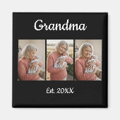 Eenvoudig Script Oma Gegr. 3 Foto Jaar Magneet (Voorkant)