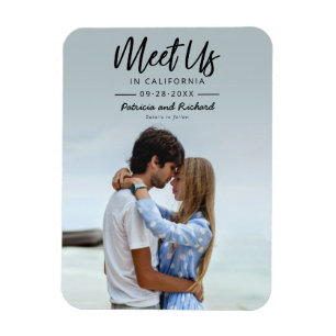 Eenvoudig Script Ontmoet Ons In Save The Date Foto Magneet