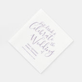 Eenvoudig script paars op witte bruiloft servetten (Hoek)