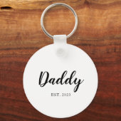 Eenvoudig script papa EST Photo Fathers Day Sleutelhanger (Voorkant)