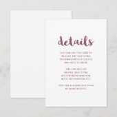 Eenvoudig Script Pink Wedding Guest Details Informatiekaartje (Voorkant / Achterkant)