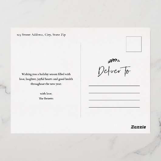 Eenvoudig script Prettige feestdagen 3 Photo Colla (Achterkant)