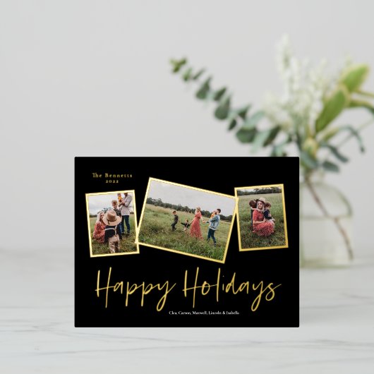 Eenvoudig script Prettige feestdagen 3 Photo Colla (Staand Voorkant)