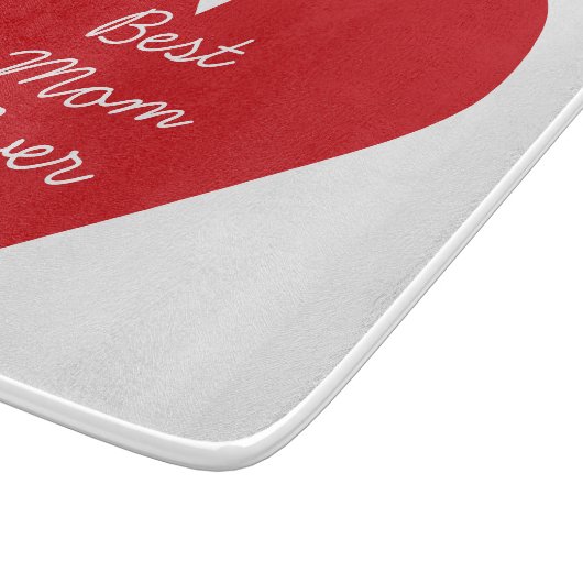 Eenvoudig script Red Heart Beste moeder ooit Moede Snijplank (Hoek)