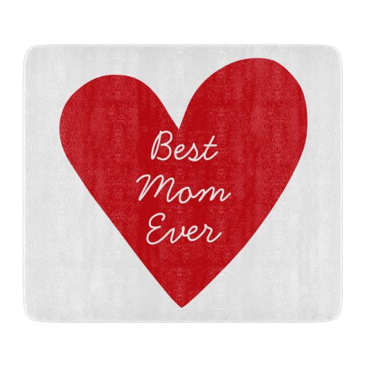 Eenvoudig script Red Heart Beste moeder ooit Moede Snijplank (Voorkant)