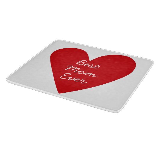 Eenvoudig script Red Heart Beste moeder ooit Moede Snijplank (Hoek)
