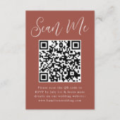 Eenvoudig Script Roest QR Code Huwelijksreactie Informatiekaartje (Voorkant)