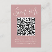 Eenvoudig script Roos QR Code Weddenschap RSVP Informatiekaartje (Voorkant)
