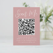 Eenvoudig script Roos QR Code Weddenschap RSVP Informatiekaartje (Staand voorkant)