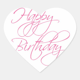 Eenvoudig script Roze Gelukkige Verjaardag Hart Sticker