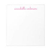Eenvoudig script roze gepersonaliseerde schrijfmac notitieblok (Voorkant)