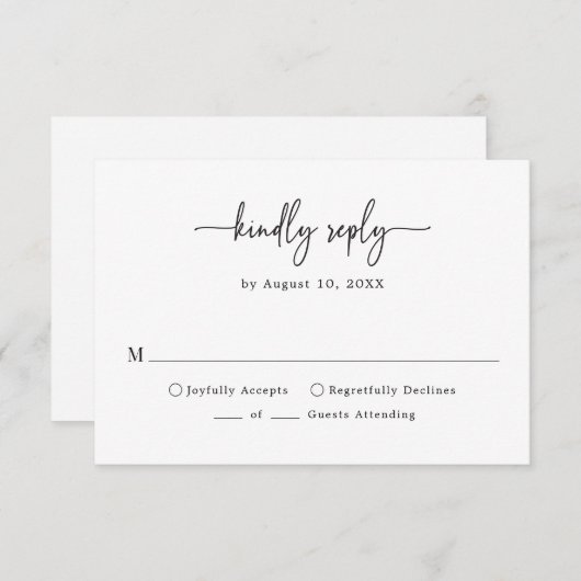 Eenvoudig script RSVP kaartje (Voorkant / Achterkant)