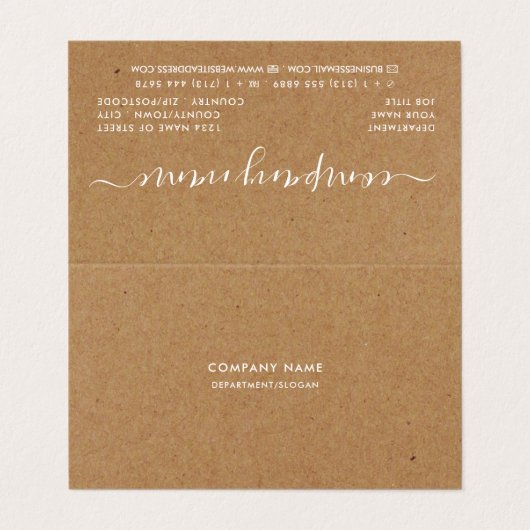 Eenvoudig script - Rustic Kraft Double Loyalty Visitekaartjes (Buitenkant ongevouwen)