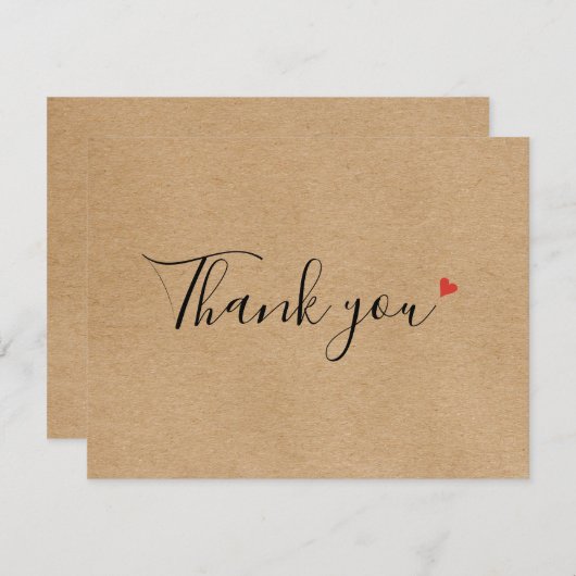Eenvoudig script rustieke Kraft Business Dank u ka Bedankkaart (Voorkant / Achterkant)