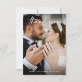 Eenvoudig Script Sage Groen met Foto Bruiloft Bedankkaart (Voorkant)