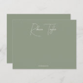Eenvoudig script Sage Handwriting Name Stationery Notitiekaartje (Voorkant / Achterkant)