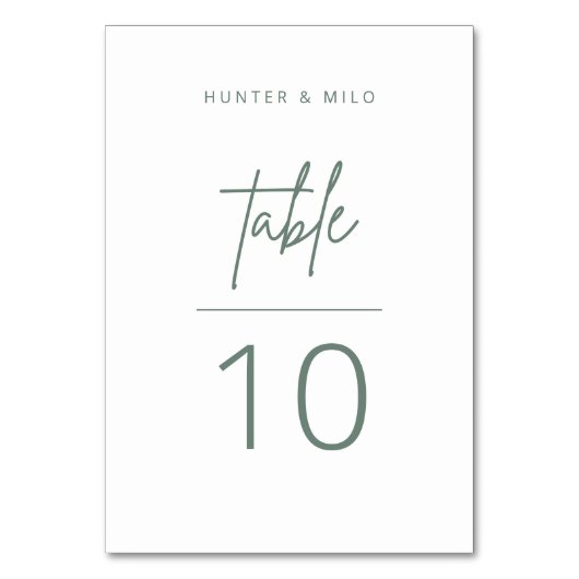 Eenvoudig script tabelnummer bruiloftsbevestiging kaart (Voorkant)