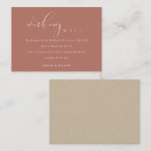 Eenvoudig script: terracotta Rust Wedding Goed Informatiekaartje (Voorkant / Achterkant)