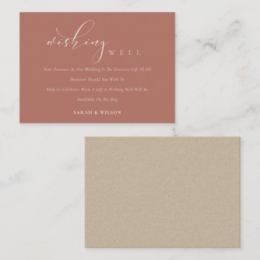 Eenvoudig script: terracotta Rust Wedding Goed Informatiekaartje (Voorkant / Achterkant)