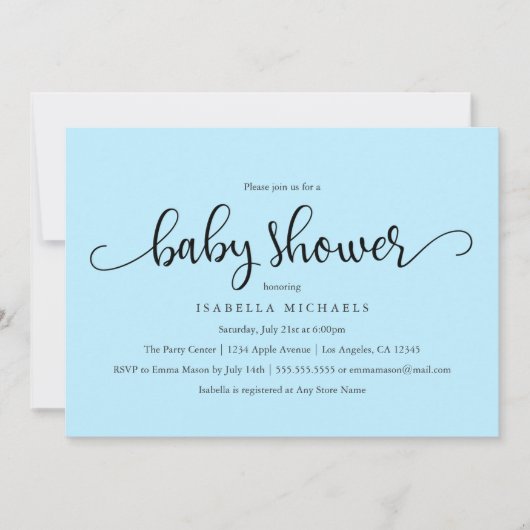 Eenvoudig script | Uitnodiging tot Baby shower (Voorkant)