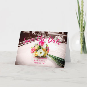 Eenvoudig script - vintage car Save the Date Aankondiging