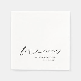 Eenvoudig script voor Forever Heart Wedding Paper Servet