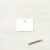 Eenvoudig script voor moderne Gold Chic Monogram N Post-it® Notes (Op bureau)