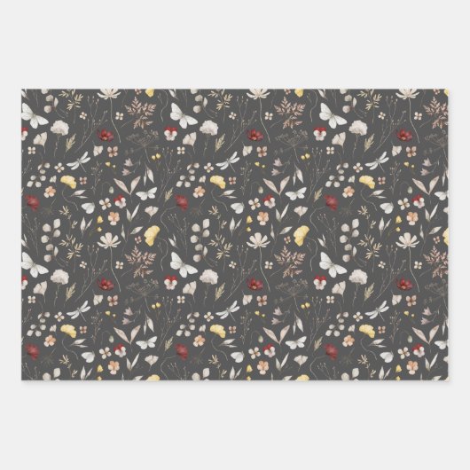 Eenvoudig Script Vrolijk Kerstfeest Boho Wildflowe Inpakpapier Vel (Voorkant 3)