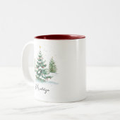 Eenvoudig script Waterverf kerstboom rood Tweekleurige Koffiemok (Voorkant links)