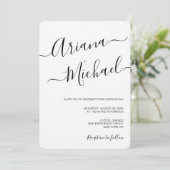 Eenvoudig Script Zwart wit Casual Chique bruiloft Kaart (Staand voorkant)