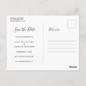 Eenvoudig script Zwart-wit De datum opslaan Briefkaart (Achterkant)