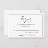 Eenvoudig script zwart-wit RSVP kaartje (Voorkant / Achterkant)